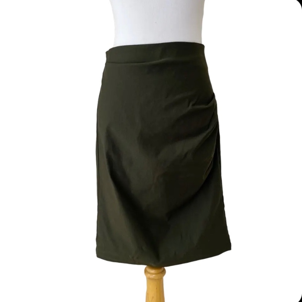 NWT Grace Karin Size Medium Olive Green Ruched Pencil Skirt
